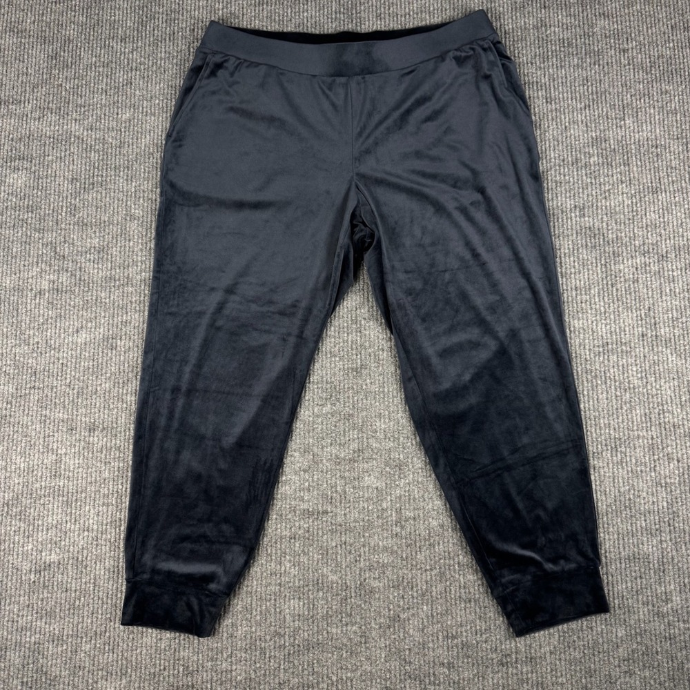 Pure Jill Pants Womens XL Blue Velvet Velour Jogger Pull On Stretch Lounge Soft